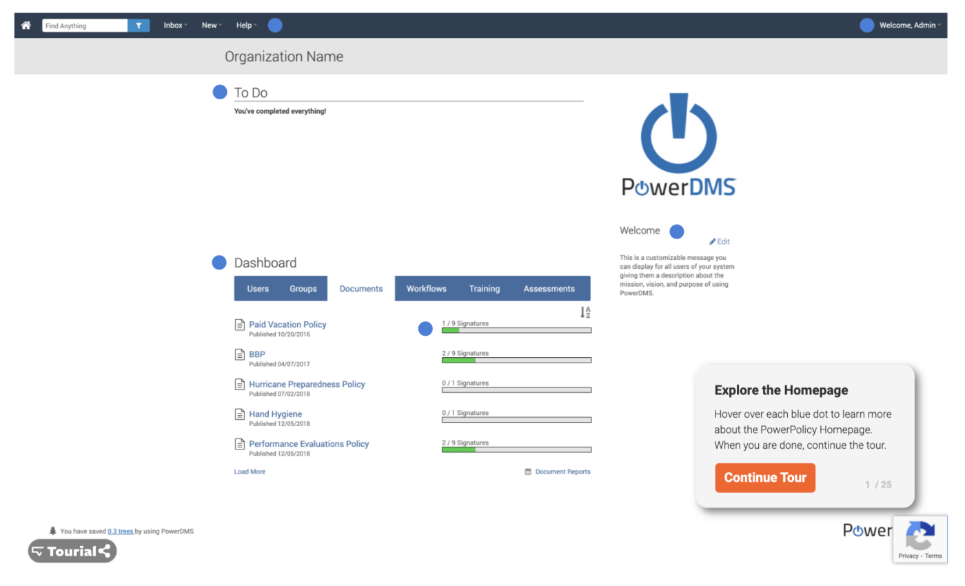 PowerDMS Dashboard