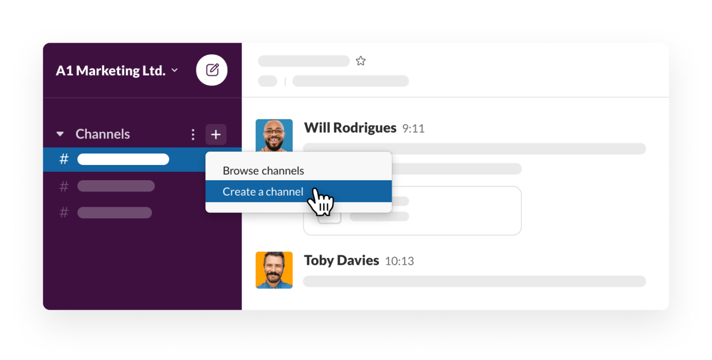 Creating a channel in Slack