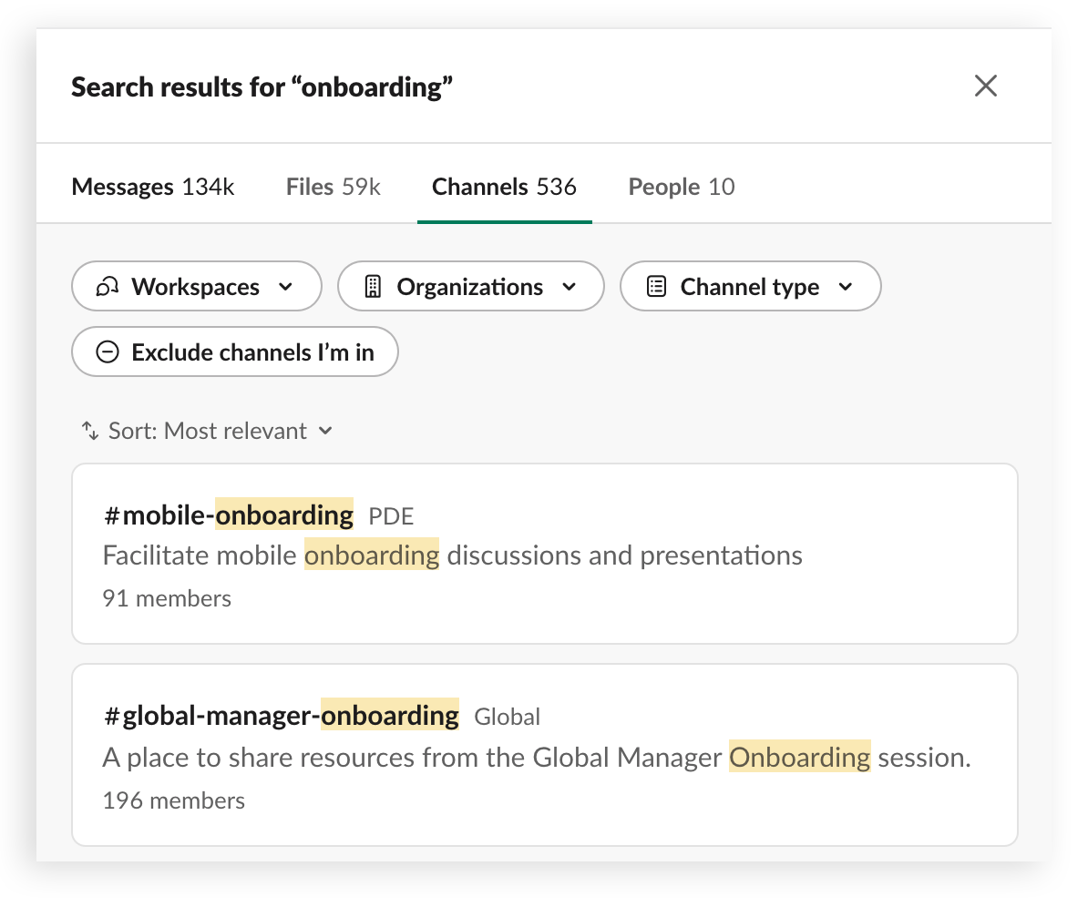 Slack search functionality