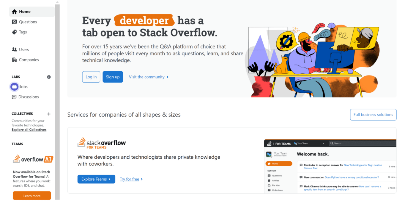 StackOverflow home page