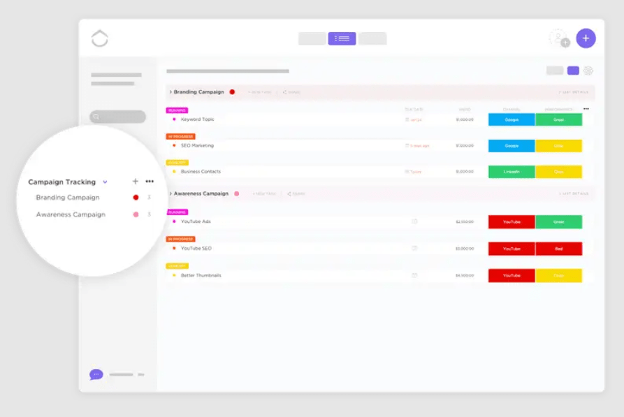 ClickUp's Campaign Tracking and Analytics Template