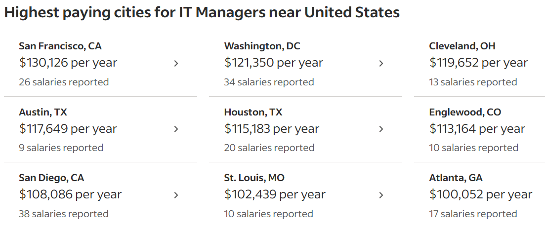 Potential earnings of an IT manager