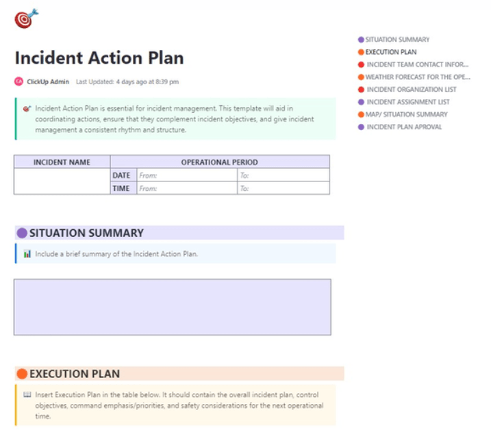 Be better prepared for any disaster with the ClickUp Incident Action Plan Template