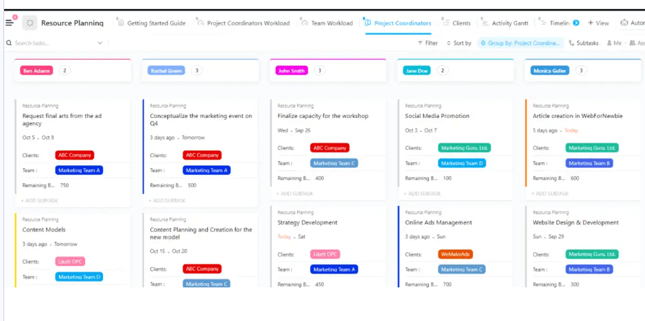 ClickUp Resource Planning Template