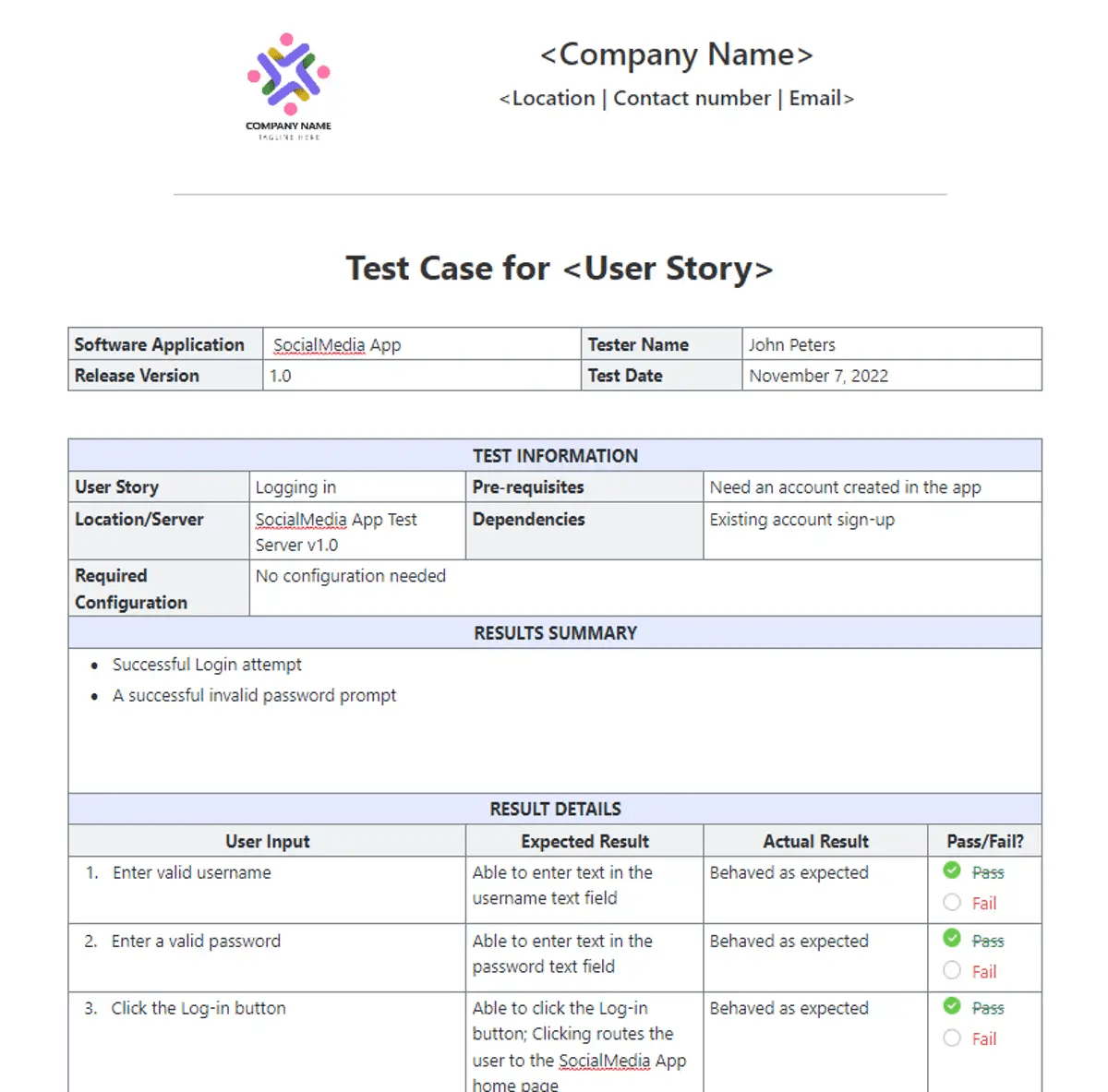 Develop a custom test plan document for each project using the ClickUp Test Case Template