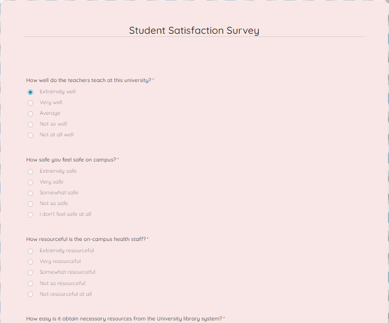 Student Satisfaction Survey Template