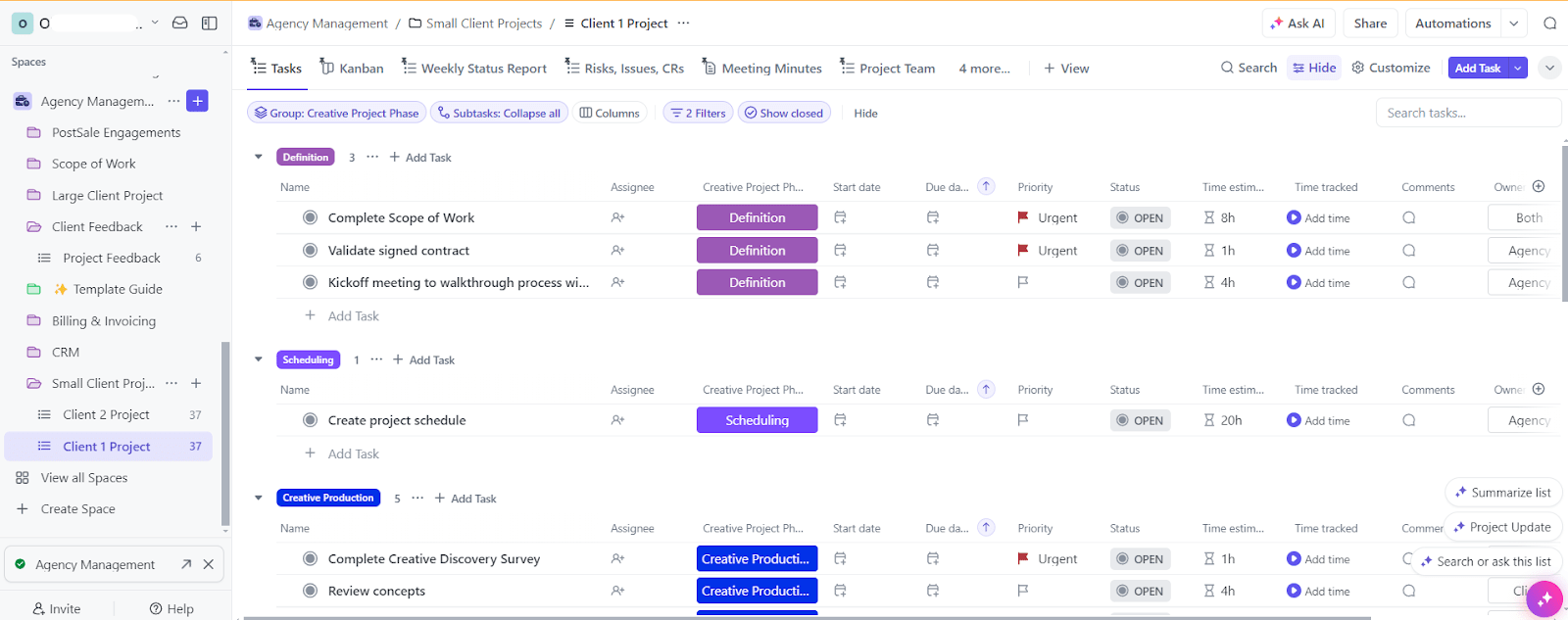 ClickUp’s Agency Management Template