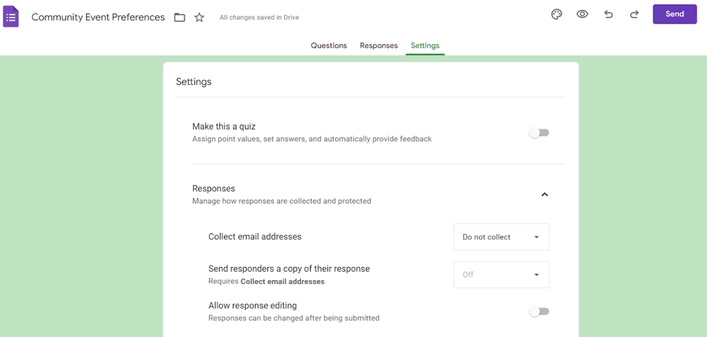Configure settings