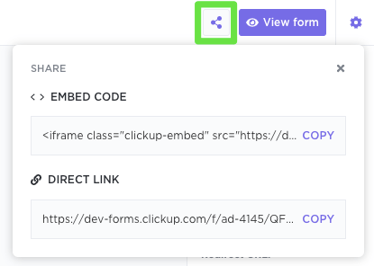 sharing ClickUp Forms