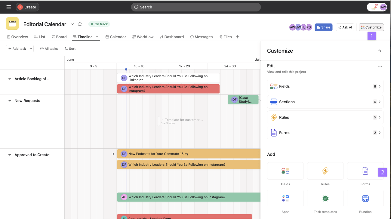 Create Asana forms