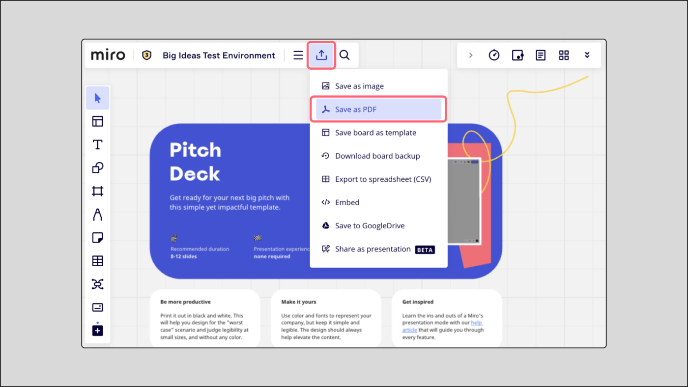 Export board to PDF