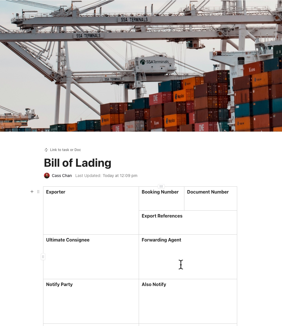 ClickUp Bill of Lading Template