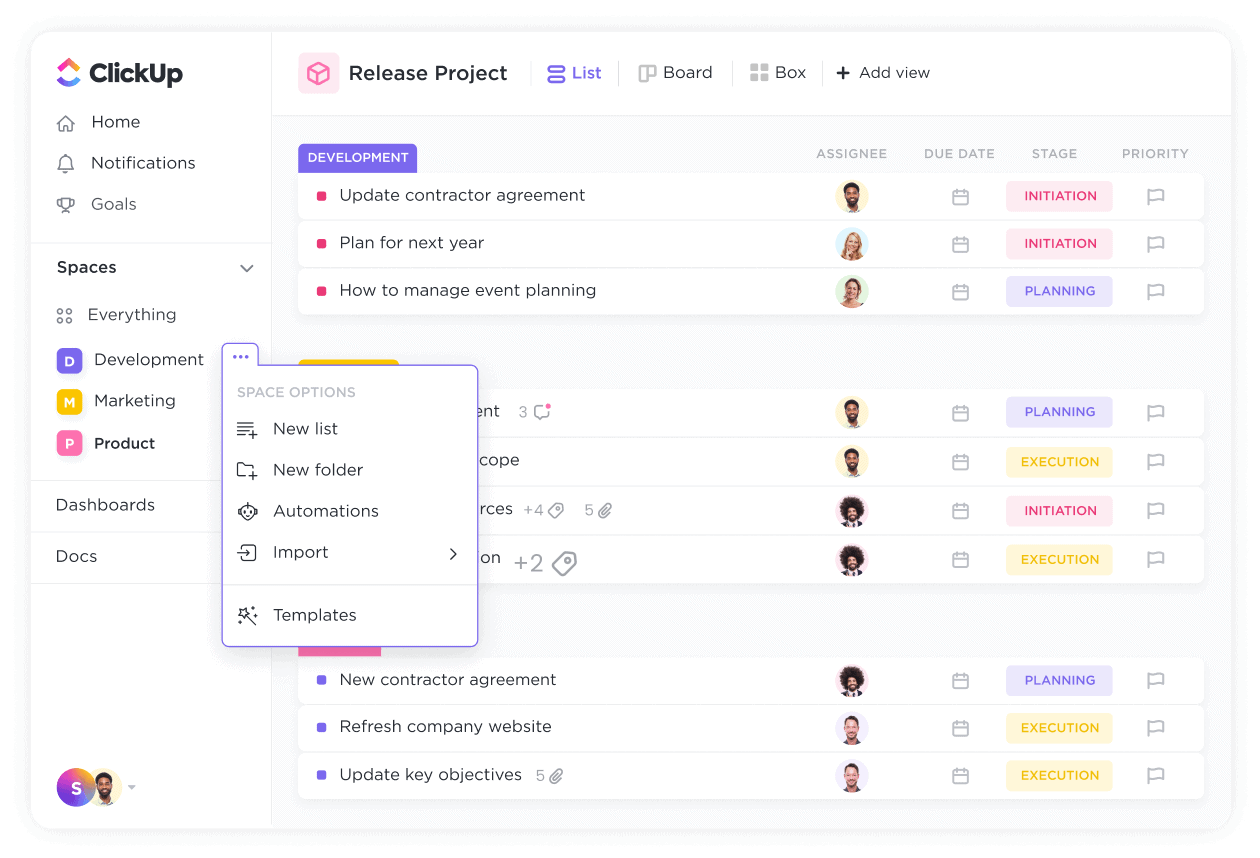 ClickUp's customizable Spaces : AI in the Workplace
