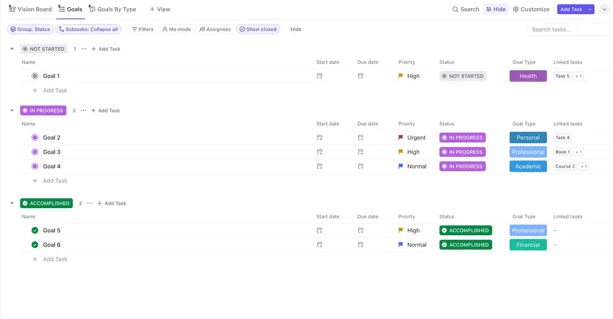 ClickUp Productivity Template