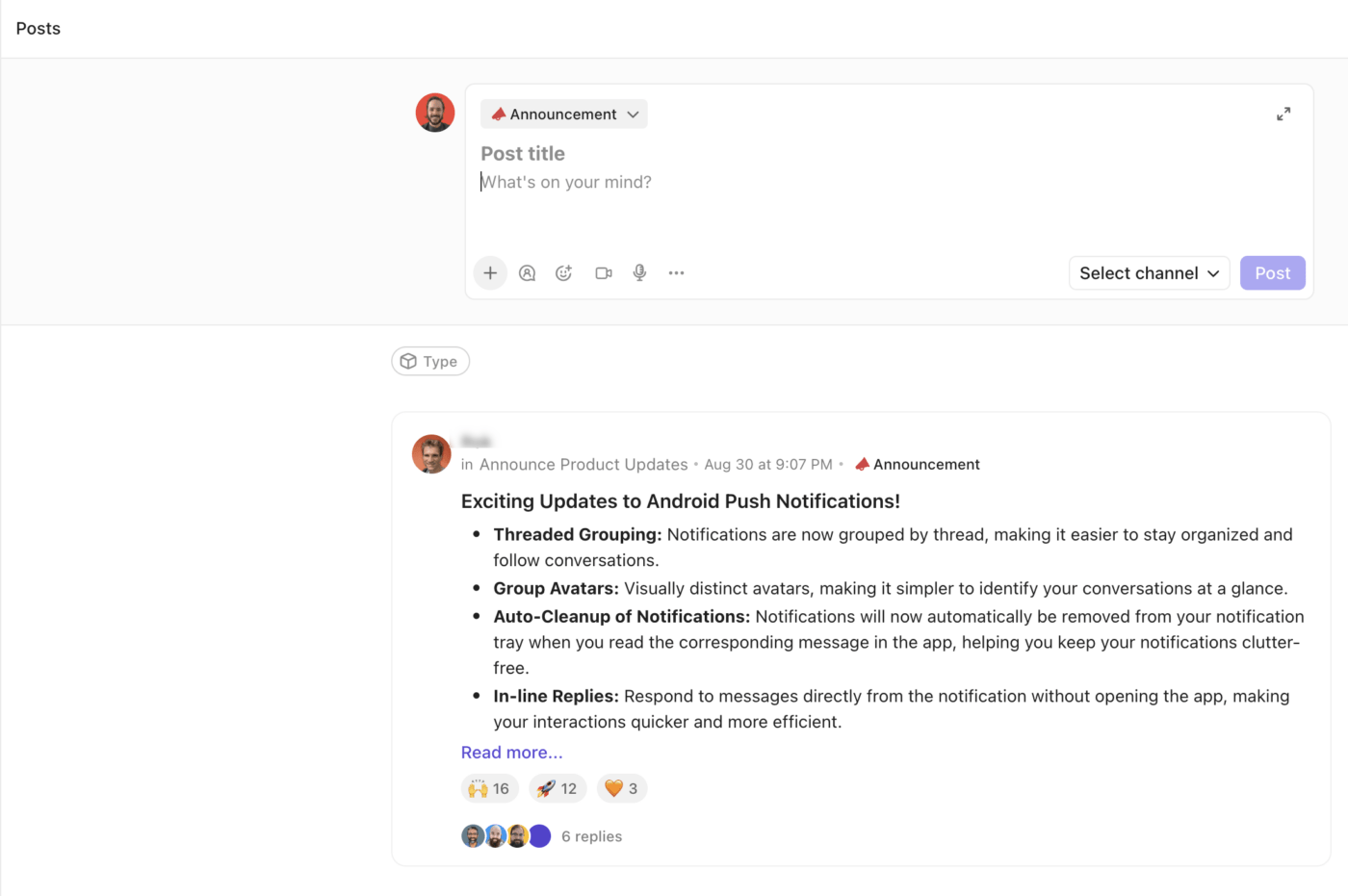 ClickUp Chat Announcements