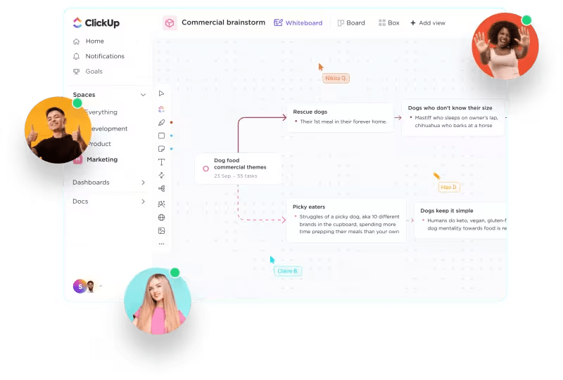 ClickUp's Whiteboard to manage complex projects