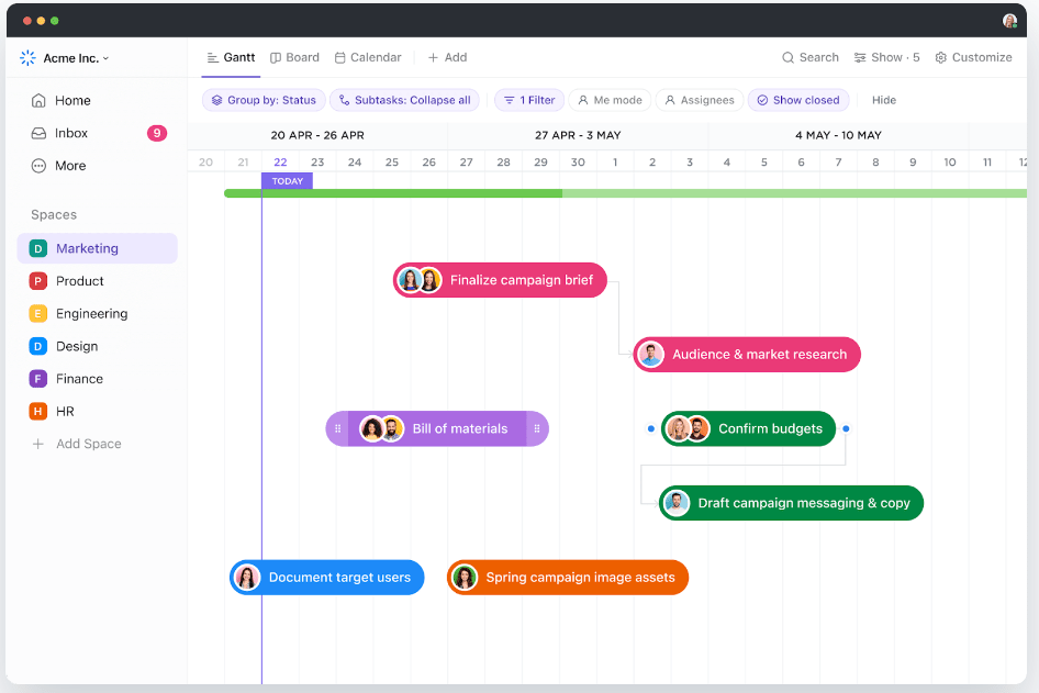ClickUp’s Gantt Charts
