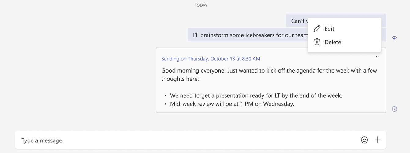 Reschedule your message seamlessly using the Teams App