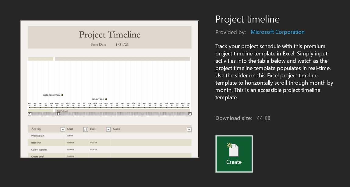 Select and edit the suitable Excel timeline template