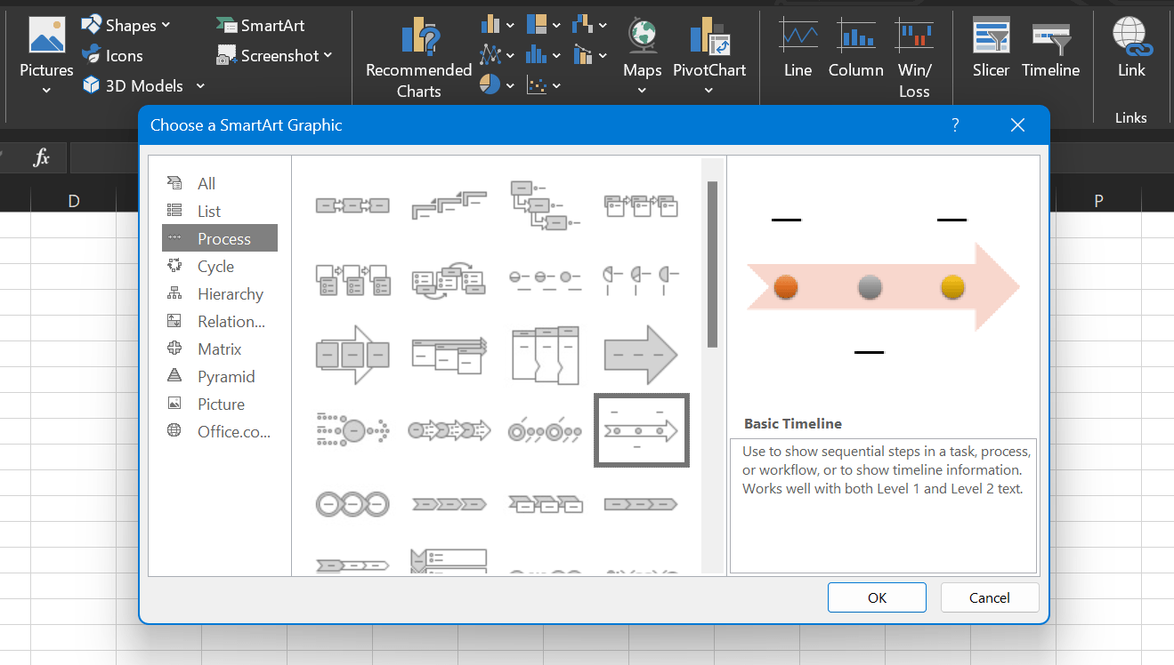 Select the Basic Timeline style