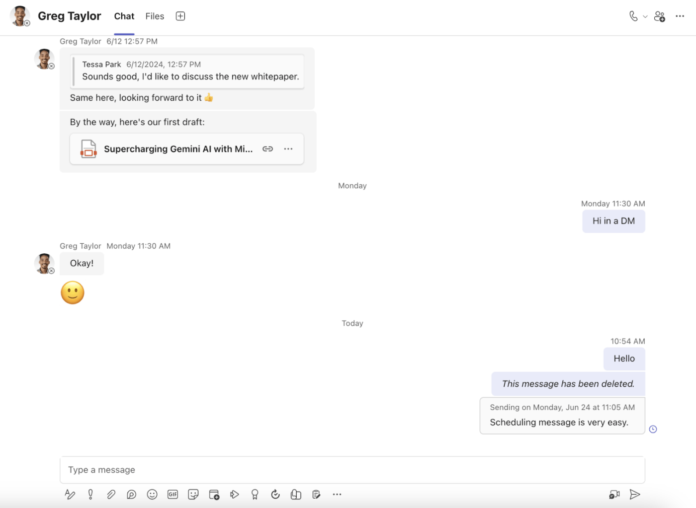 Send a scheduled chat message on Microsoft Teams