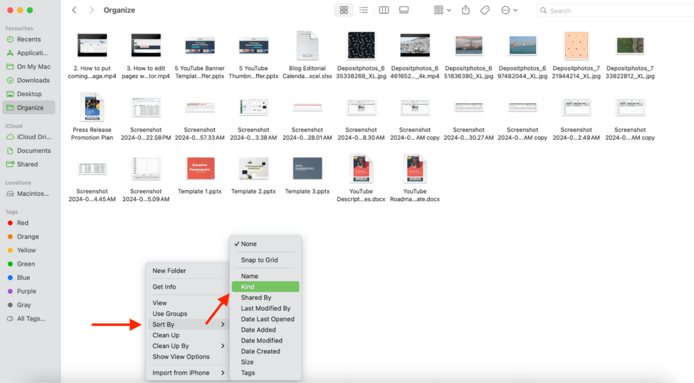 Sort files by type in Mac
