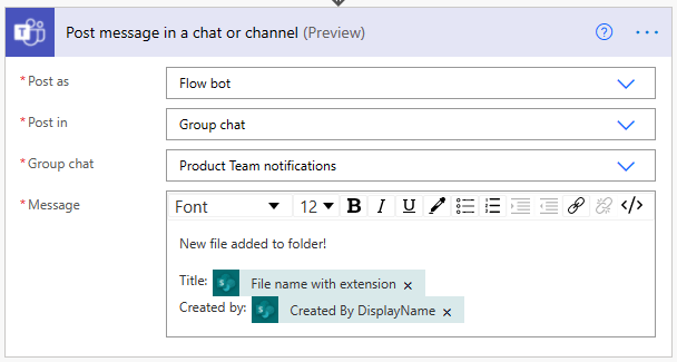 Use Power Automate to post a message as the Flow bot in an existing Teams chat