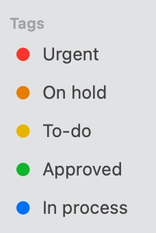 Access tagged files quickly by clicking the corresponding color under ‘Tags’ in the ‘Finder’ sidebar.