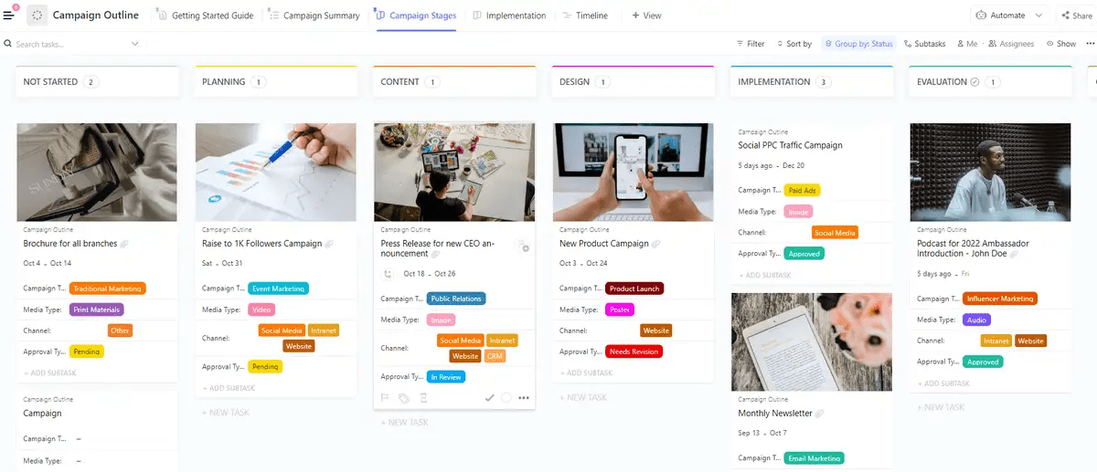 campaign-outline-template: kanban board example