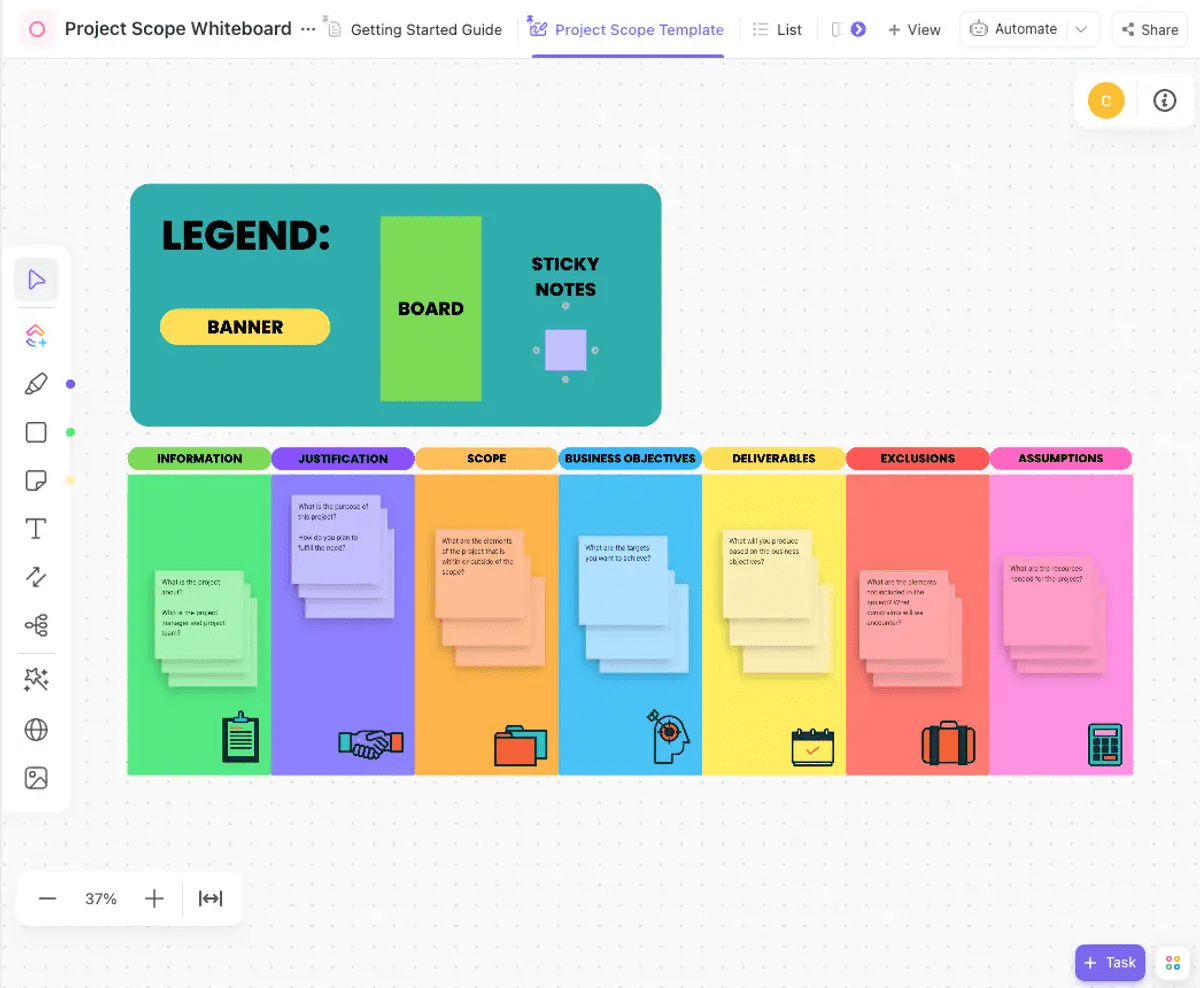 ClickUp Project Scope Whiteboard Template