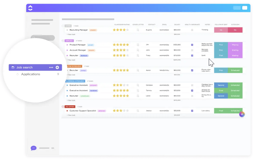 Streamline your job applications using the ClickUp Job Search Template