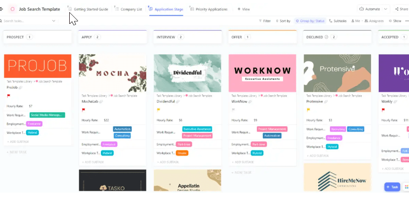 Track and manage your job search process using the ClickUp Job Search Template (for beginners)
