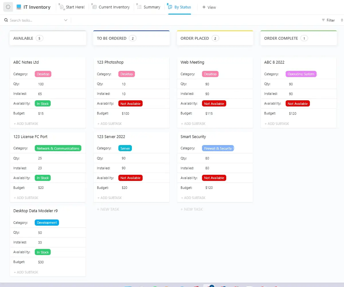 ClickUp IT Inventory Template