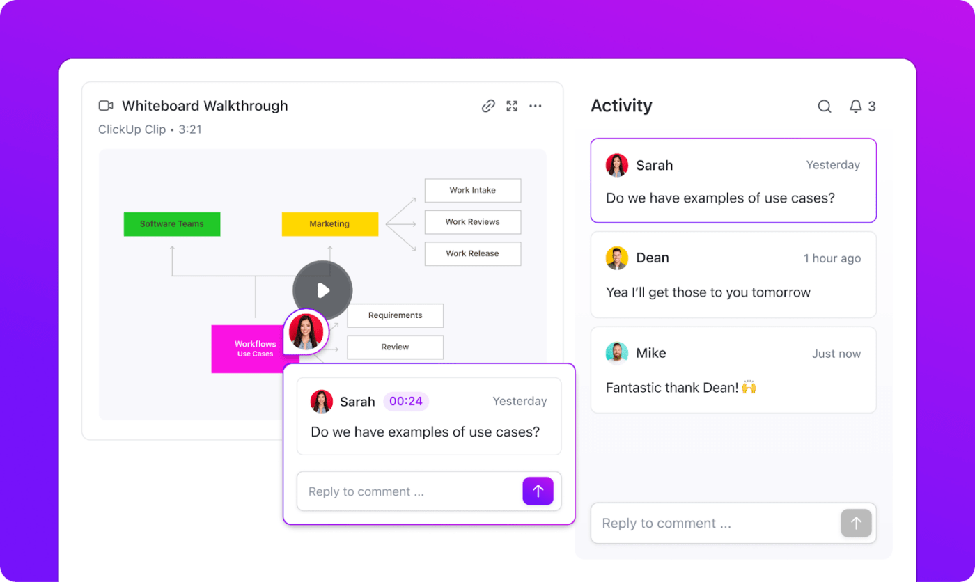 Use ClickUp Clips to create a personalized video