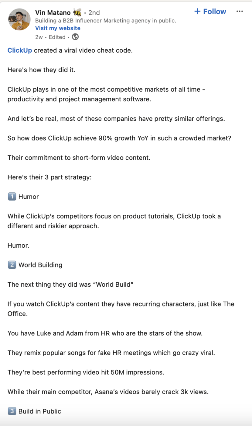 ClickUp's personalized video strategy