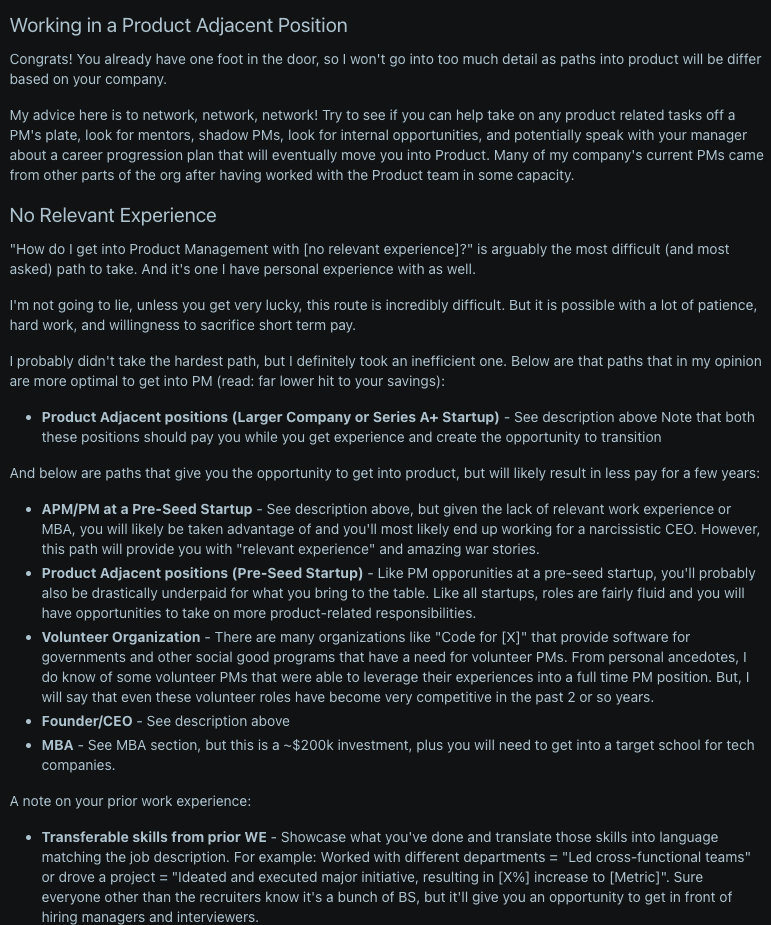 real-life PM job-hunting experience from Reddit user: how to get into product management