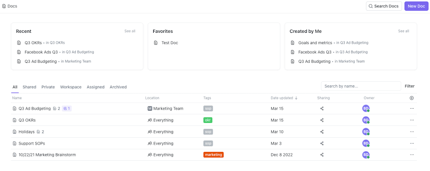 ClickUp Doc Tags: Organize content in one place with tags based on color theory
