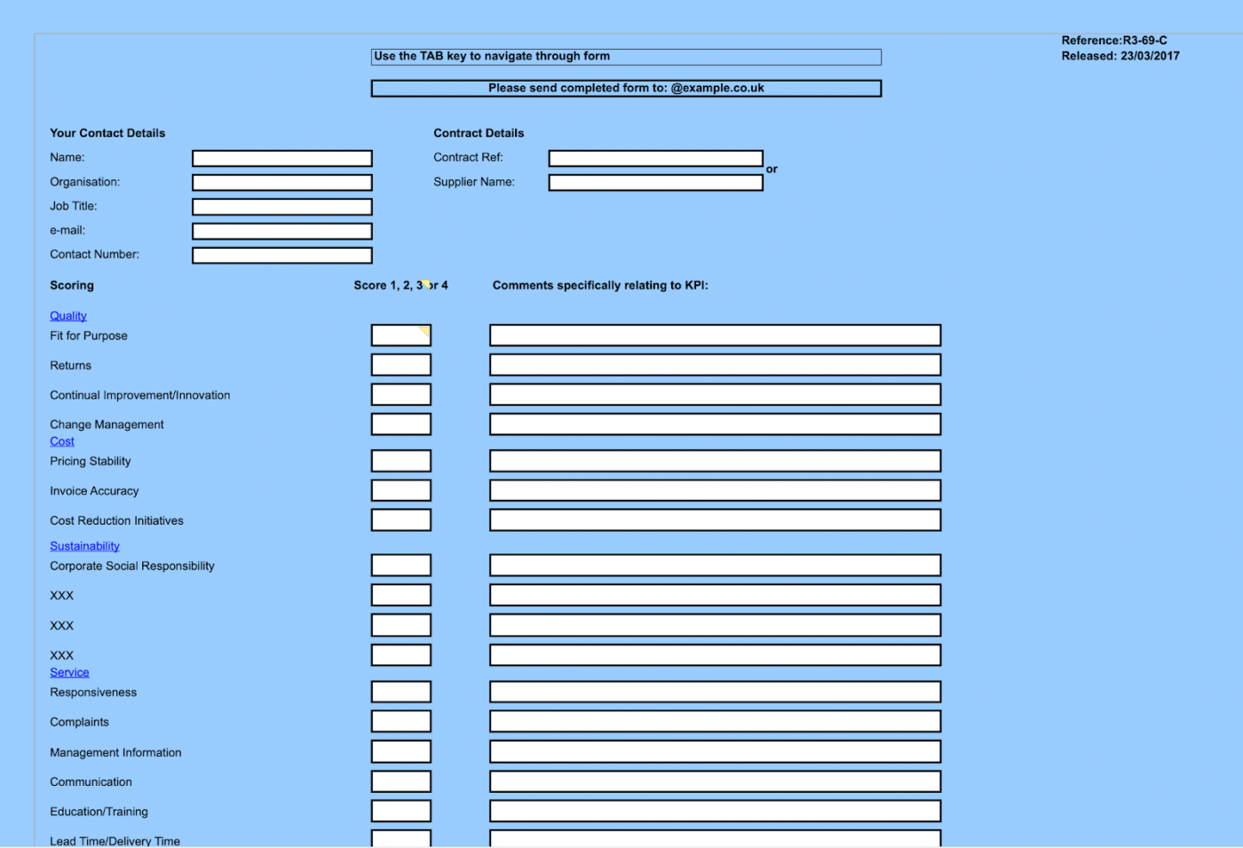 Full Balanced scorecard template excel by Procurement Journey