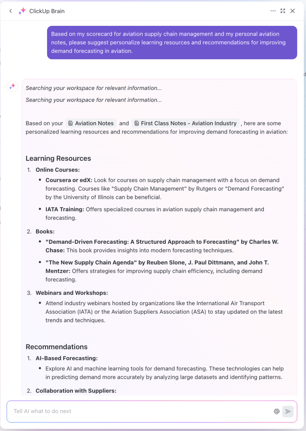 AI for Note Taking: Personalize content and learning recommendations with ClickUp Brain