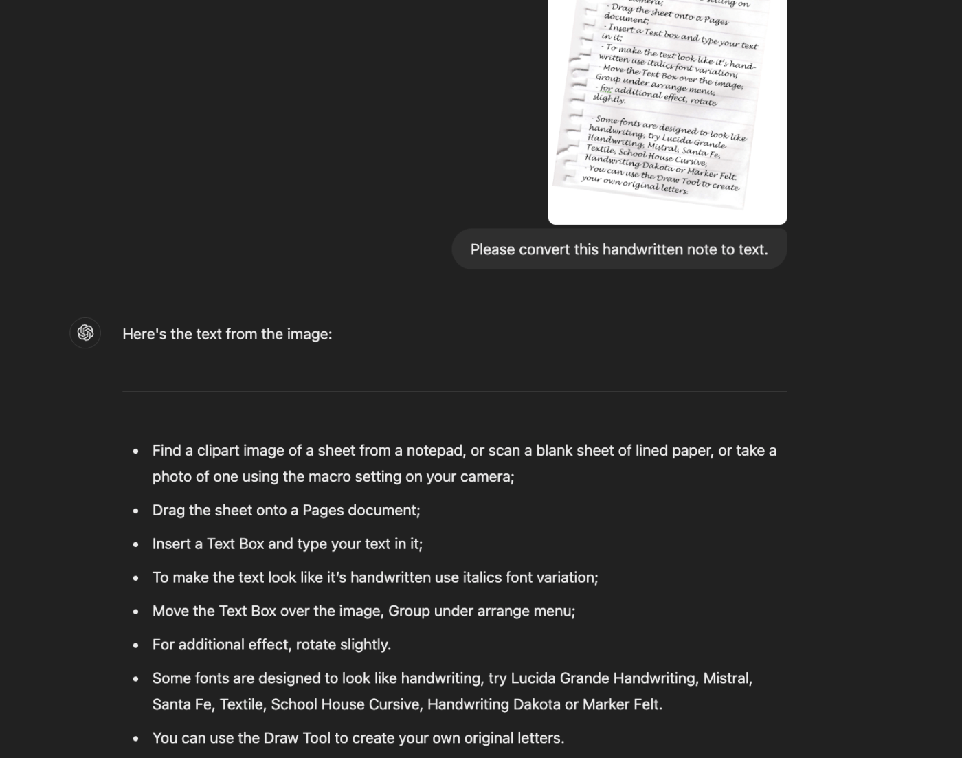 AI for Note Taking: Input your handwritten note and convert it to digital text with ChatGPT