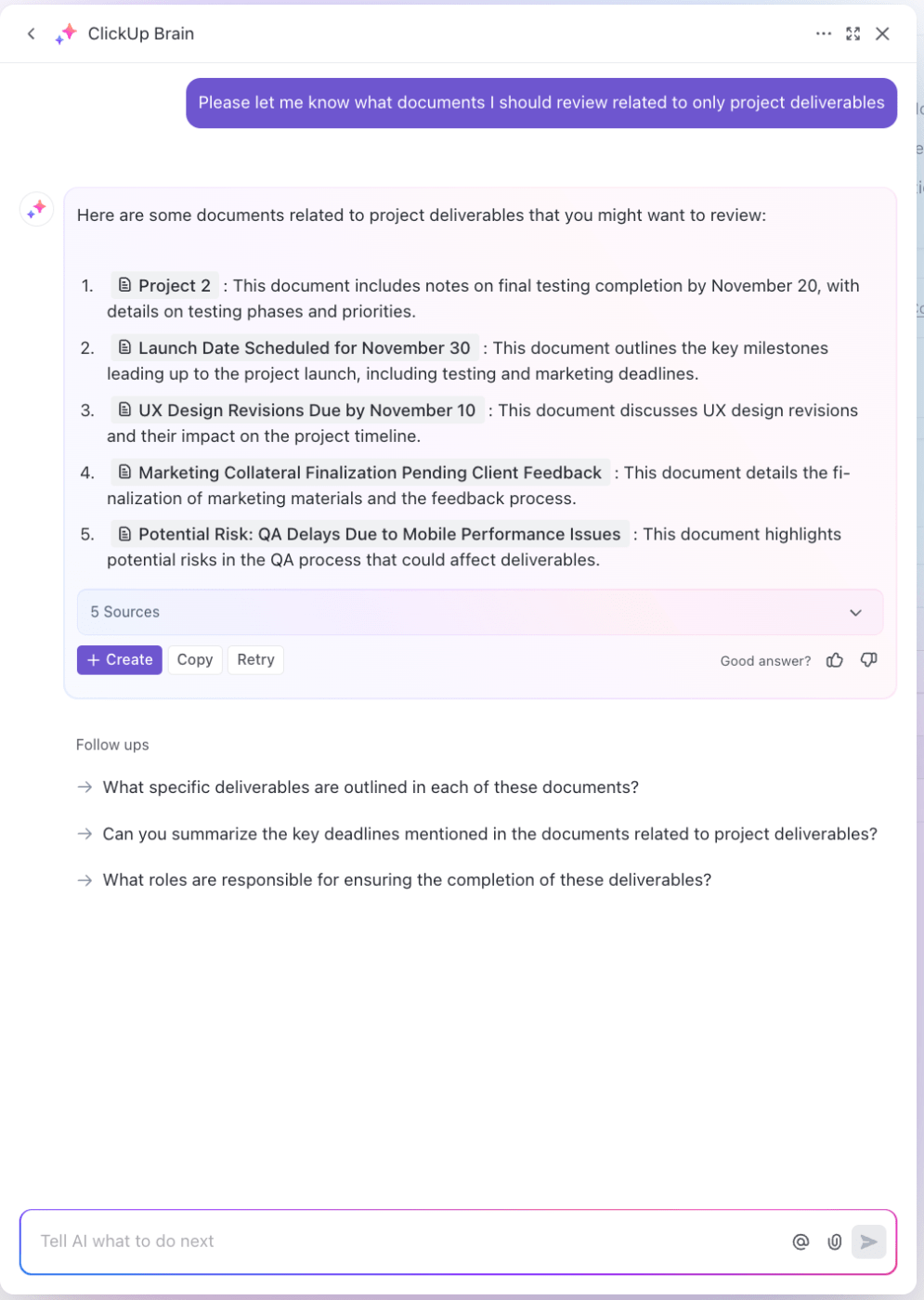 AI for Note Taking: Retrieve, organize, and review your notes for actionable insights with ClickUp Brain