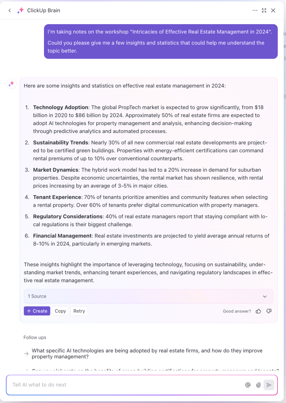 AI for Note Taking: Derive key insights from your resource hub to help your note-taking mechanism with ClickUp Brain