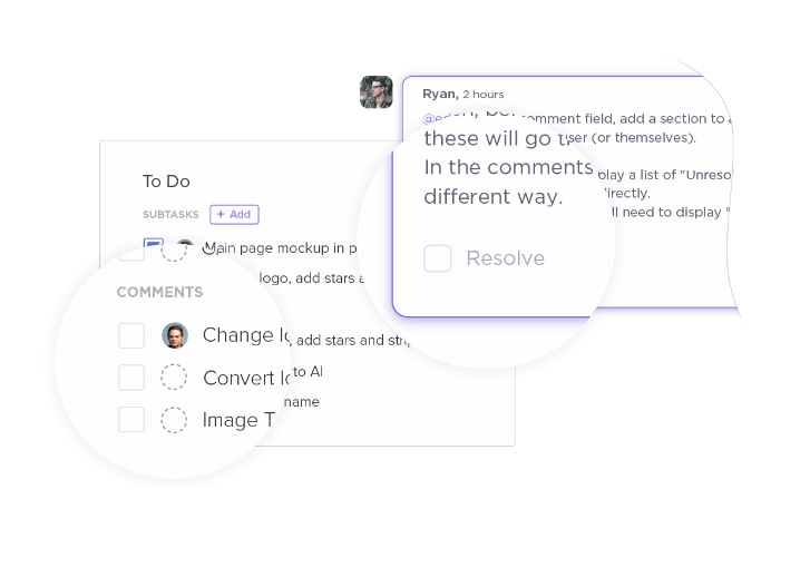 Assign tasks requiring action to team members through ClickUp Assigned Comments
