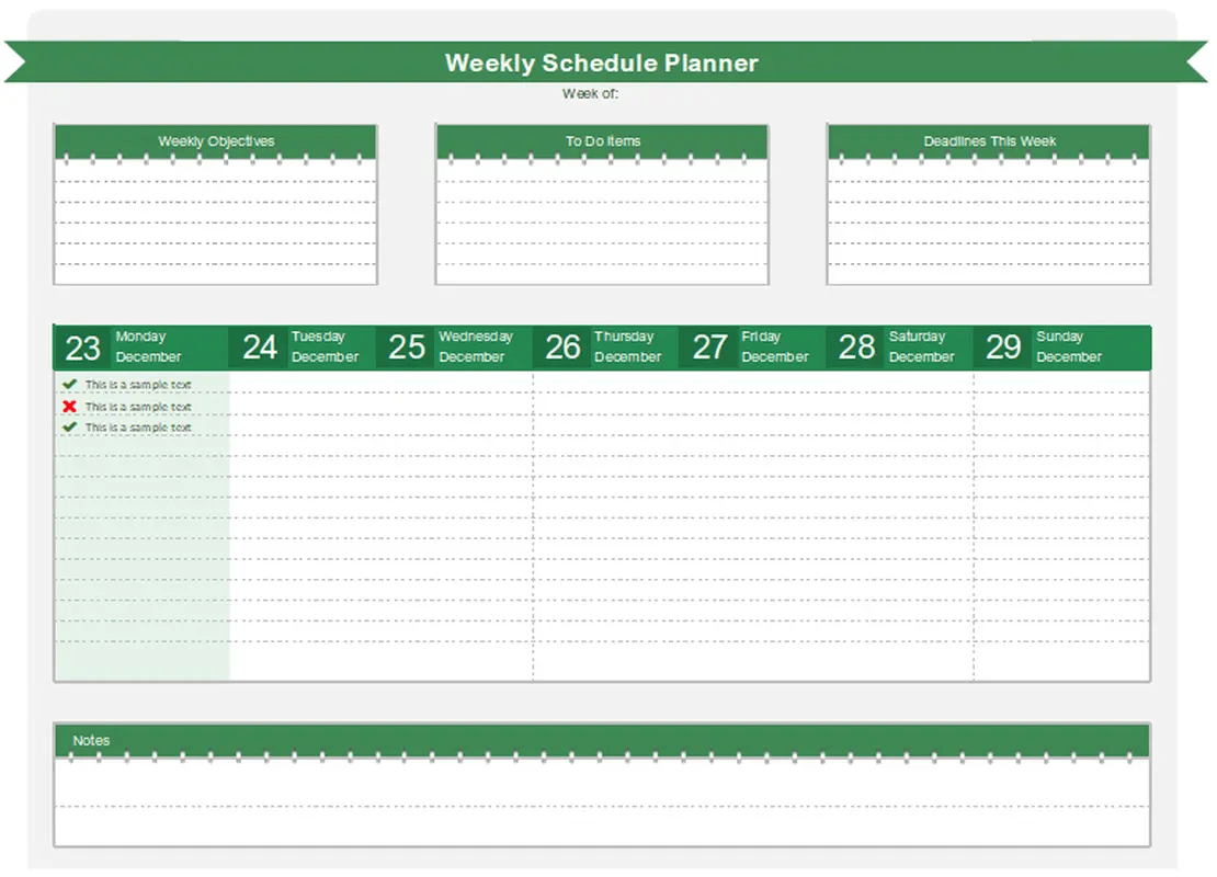 Weekly Schedule Planner Template: how to create a schedule in excel