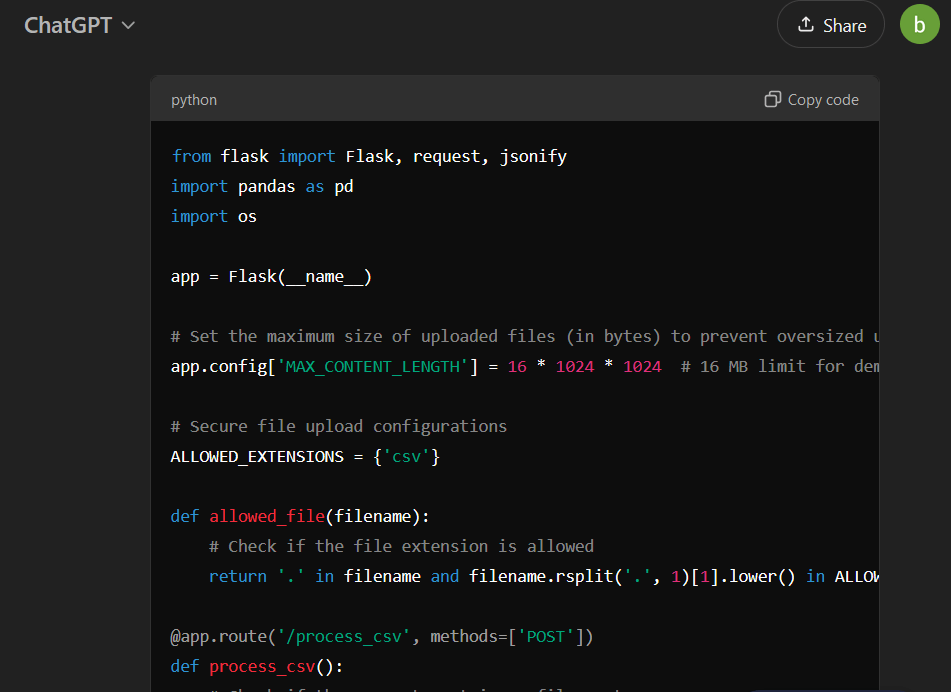 Code for Programming Prompt