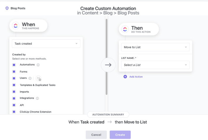 Automate copywriting workflow with ClickUp Automation