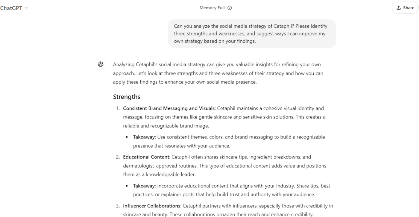 How to Use ChatGPT for Copywriting: example of competitive research with ChatGPT