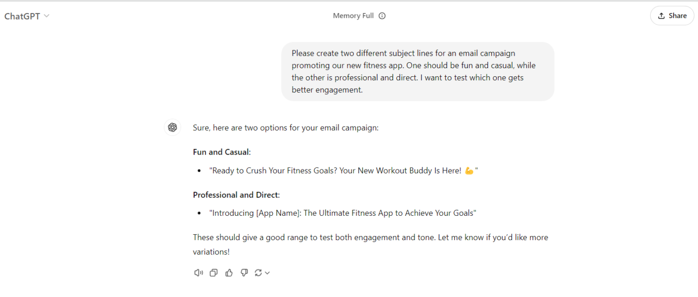 How to Use ChatGPT for Copywriting: example of A/B testing by using ChatGPT