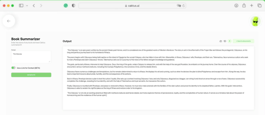 Caktus AI book summarizer