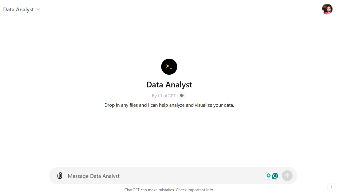 chatgpt code interpreter (data analyst) chat window